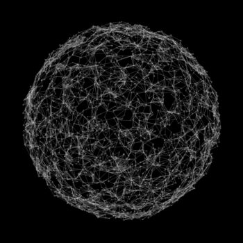A sphere made out of hundres of white dots and lines